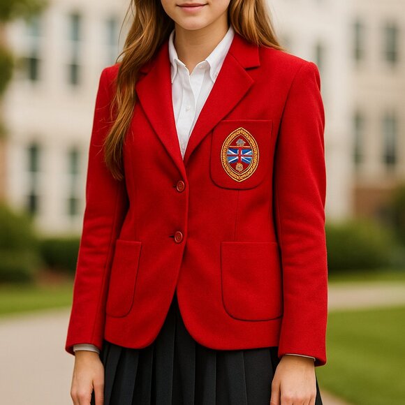 Vintage VTG 90s red wool school blazer collegiate Y2K cosplay - Picture 1 of 7